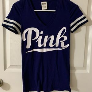 PINK VS Navy Blue V-neck Women’s Shirt